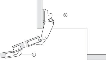 Závěs, pro skládací dveře do rohové skříňky, mezera 4–18 mm