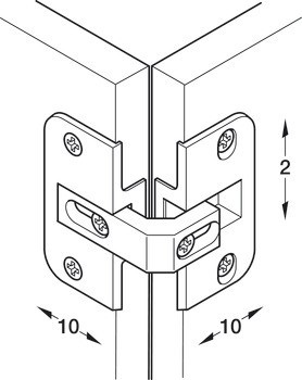 Závěs, pro skládací dveře do rohové skříňky, mezera 4–18 mm