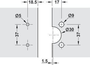 Závěs pro skleněné dveře, naložené, podpěra 3 nebo 6 mm