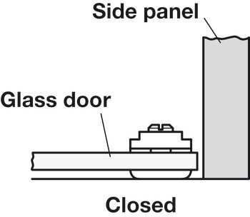 Závěs pro skleněné dveře, pro montáž dveří bez vrtání do skla, délka 20 mm
