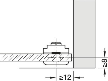 Závěs pro skleněné dveře, pro montáž dveří bez vrtání do skla, délka 20 mm