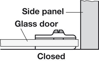 Závěs pro skleněné dveře, pro montáž dveří bez vrtání skla, délka 34 mm
