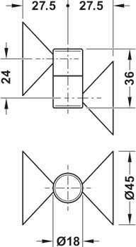 Závěs pro skleněné dveře, úhel otevření 180°, pro celoskleněné konstrukce