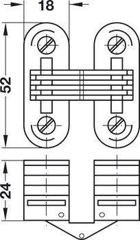 Závěs, pro tloušťku dřeva od 24 mm, pro skrytou montáž