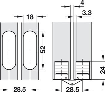 Závěs, pro tloušťku dřeva od 24 mm, pro skrytou montáž