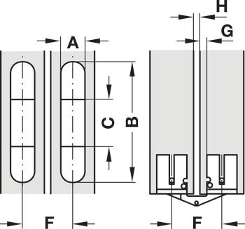 Závěs, pro tloušťky dřeva 14–26 mm, pro skrytou montáž