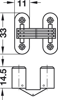 Závěs, pro tloušťky dřeva od 16 mm, pro skrytou montáž