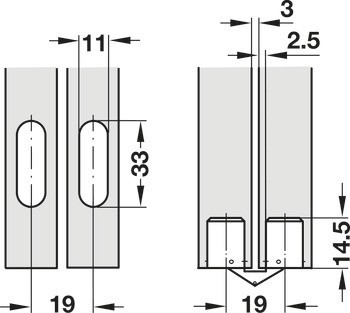 Závěs, pro tloušťky dřeva od 16 mm, pro skrytou montáž