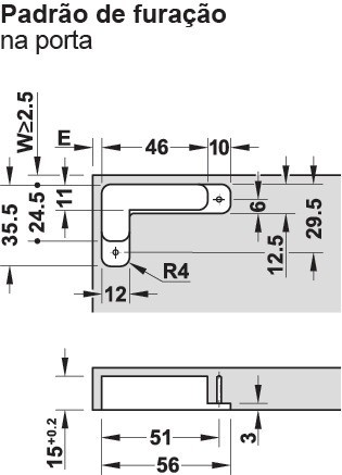 Závěs, pro tloušťky dřeva od 16 mm, pro skrytou montáž