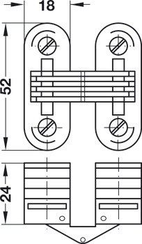 Závěs, pro tloušťky dřeva od 24 mm, pro skrytou montáž