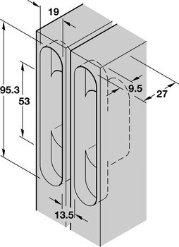Závěs, skryté, pro bezfalcové vnitřní dveře