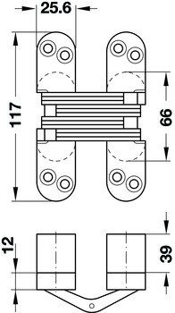 Závěs, skryté, pro bezfalcové vnitřní dveře