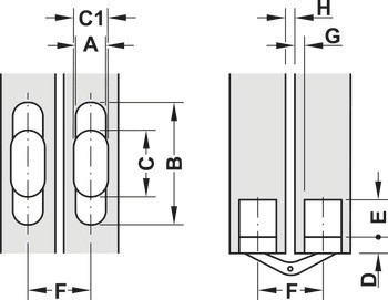 Závěs, skryté, pro bezfalcové vnitřní dveře