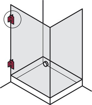 závěs sprchových dveří, Pro spojení stěny-skla