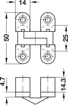 Závěs, Vici, pro tloušťky dřeva od 19 mm, pro skrytou montáž
