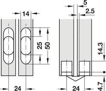 Závěs, Vici, pro tloušťky dřeva od 19 mm, pro skrytou montáž