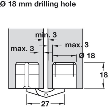 Závěs, Zysa, pro tloušťku dřeva 14–40 mm, pro skrytou montáž