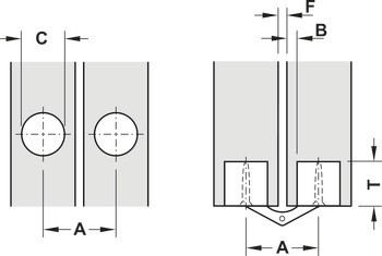 Závěs, Zysa, pro tloušťku dřeva 14–40 mm, pro skrytou montáž
