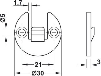 Závěsný spoj Knapp, Ocel, pro zápustnou montáž