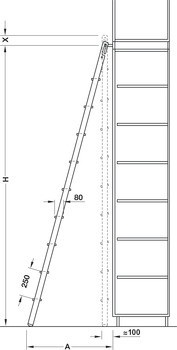 Závěsný žebřík, hliník, stupně: laminované dýhované dřevo, bříza, Service+