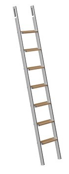 Závěsný žebřík, hliník, stupně: laminované dýhované dřevo, bříza, Service+