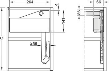 Zdvihací rovnoběžné kování, Blum Aventos HL top Servo-Drive (elektrické)