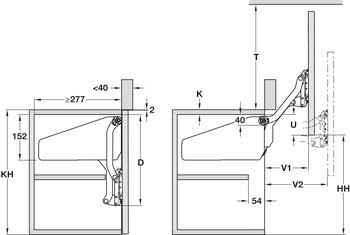 Zdvihací rovnoběžné kování, Häfele Free up