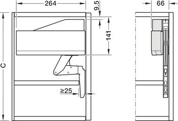 Zdvihací výklopné kování, Blum Aventos HS top Servo-Drive (elektrické)
