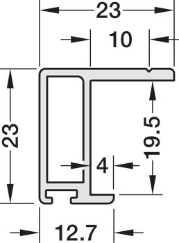 Zesilovací lišta, Hliník, pro posuvné dveře