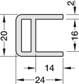 Zesilovací lišta, pro posuvné dveře, délka 2500 mm, hliník, Häfele Déco