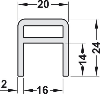 Zesilovací lišta, Pro posuvné dveře, délka 2500 mm, hliník