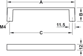 Zkosená úchytka, Häfele Déco H1735, zinková slitina