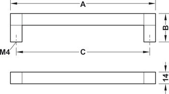 Zkosená úchytka, Häfele Déco H1935, hliník