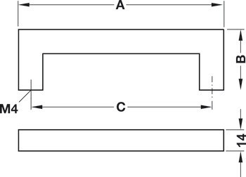 Zkosená úchytka, Häfele Déco, hranatá, nerez