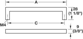 Zkosená úchytka, Häfele Déco, hranatá, zinková slitina