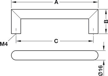 Zkosená úchytka, Häfele Déco, průměr 16 mm, kulatá, nerez