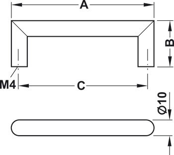 Zkosená úchytka, kulatá, nerez