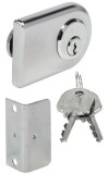Jazýčkový zámek pro skleněné dveře, Häfele Symo FM Pro, s pevnou vložkou s pinovými stavítky, backset 26 mm, standardní profil