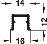 Jednoduchá vodicí kolejnice, Předvrtané, 16 x 13 mm (Š x V)