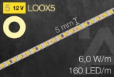 Osvětlovací LED páska, Häfele Loox5 LED 2161, 12 V, 5 mm, 2pólové (jednobarevné), 160 LED/m, 6 W/m, IP20