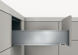 Systém zásuvkových výsuvů s bočnicí, Blum Legrabox pure, výška bočnice zásuvky 128 mm, systémová výška K, s korpusovou lištou Tip-On