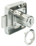 Zámek se závorou k přišroubování, Häfele Symo EC Pure E1, s pevnou vložkou s plátkovými stavítky, backset 25 mm